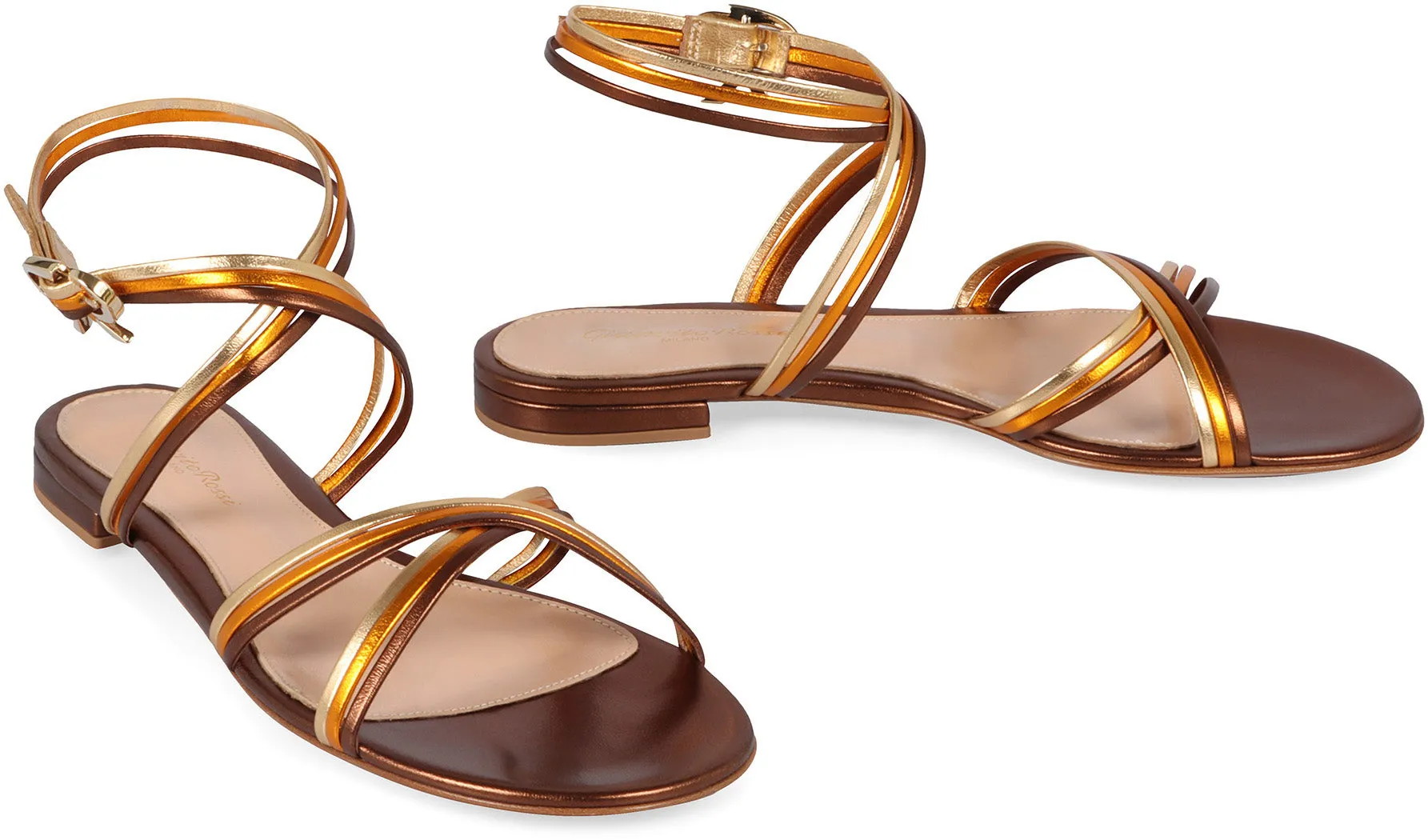 Leather flat sandals