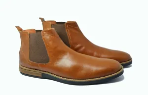 Leather High Ankle Slip On Chelsea Boots