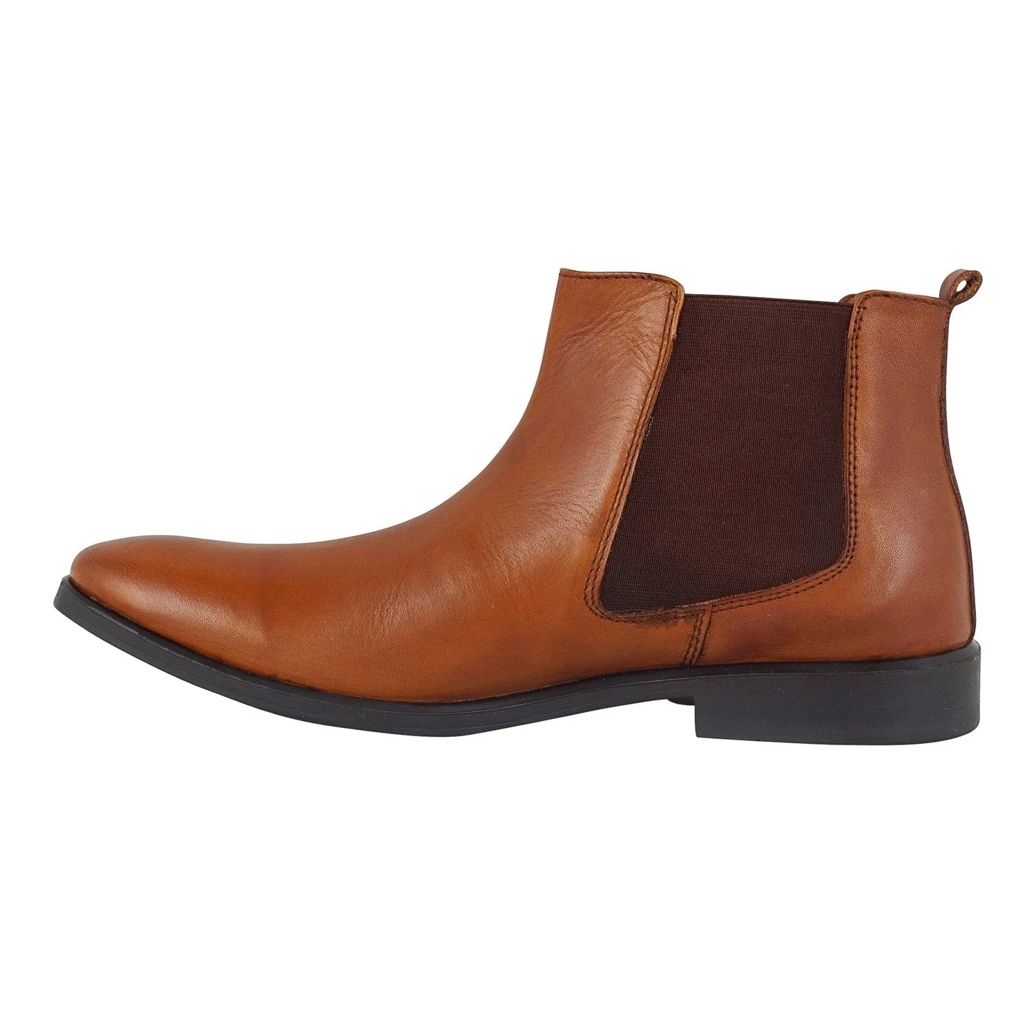 Leather High Ankle Slip On Chelsea Boots
