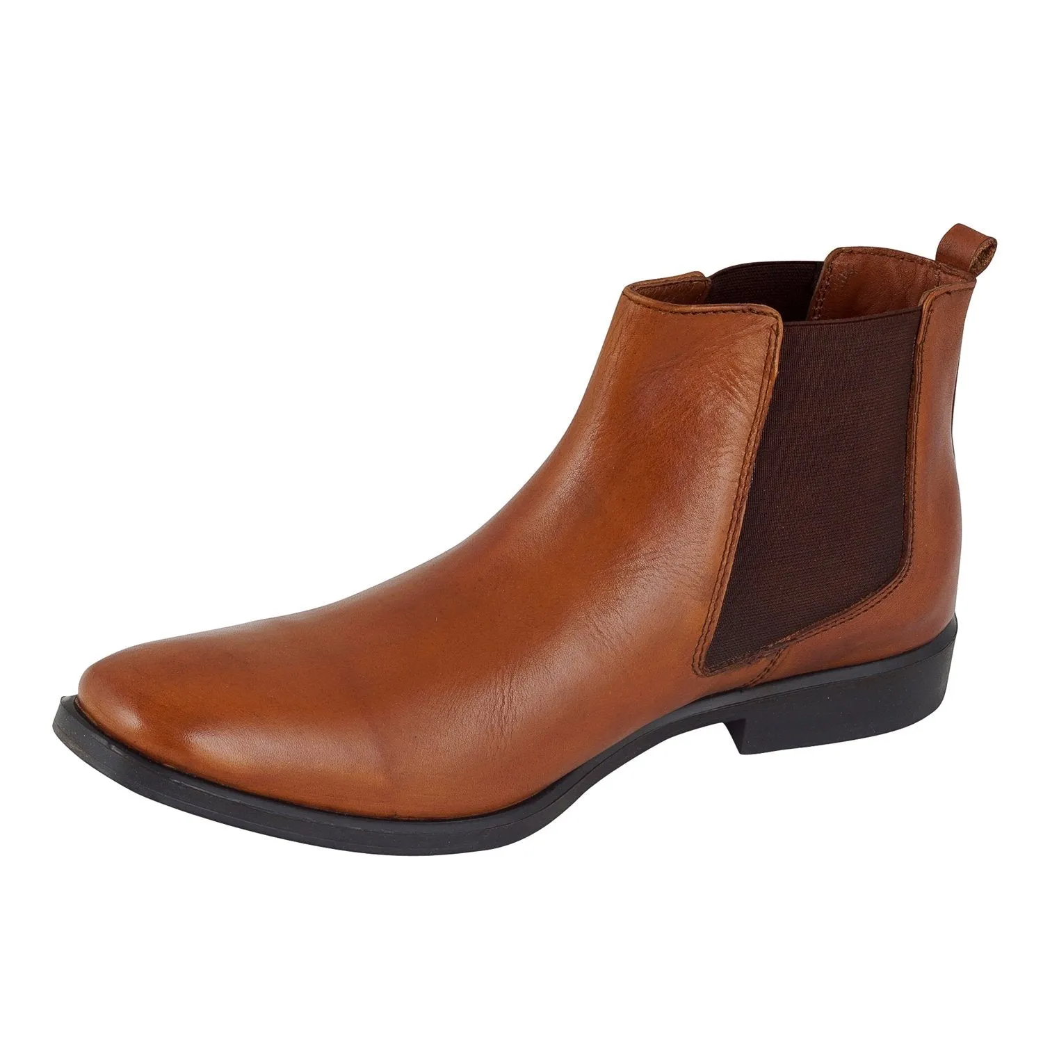 Leather High Ankle Slip On Chelsea Boots