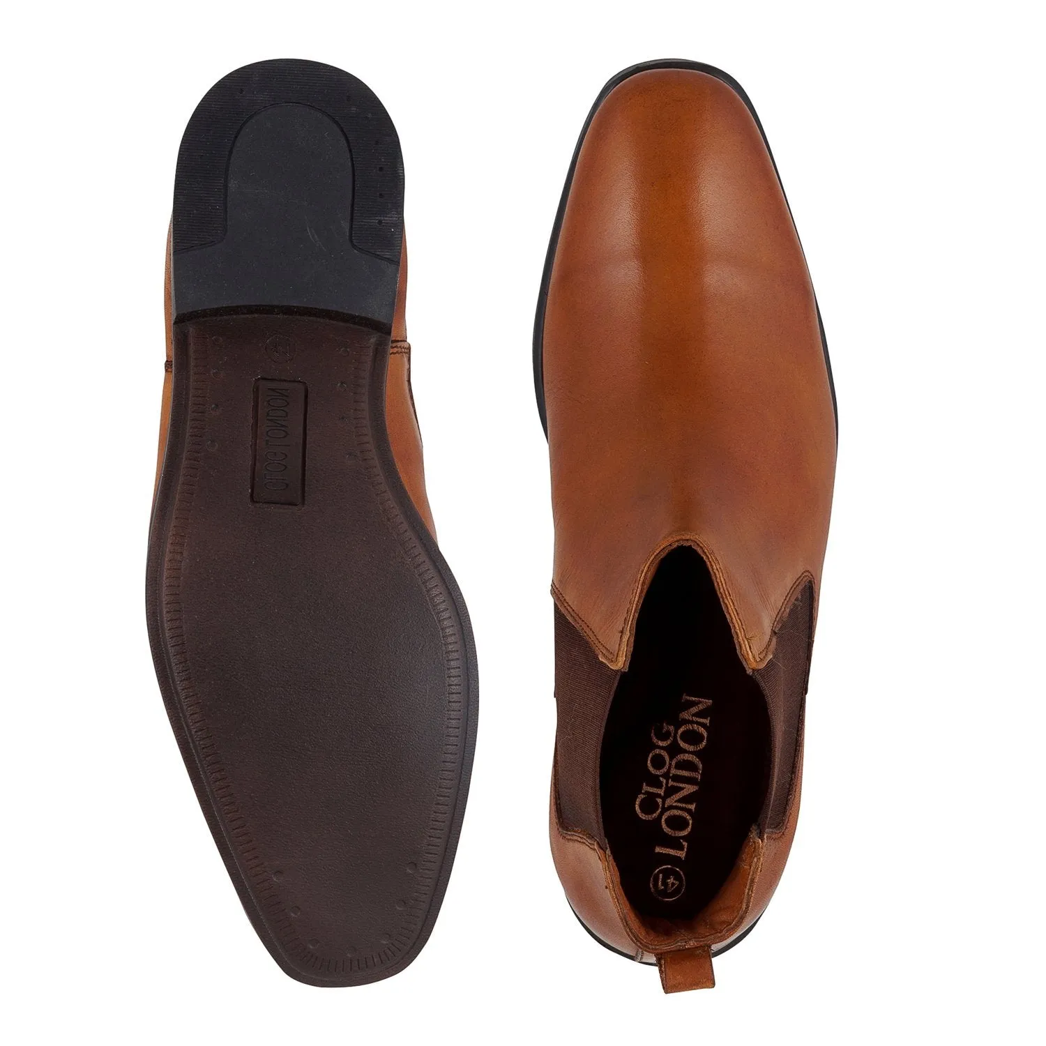 Leather High Ankle Slip On Chelsea Boots