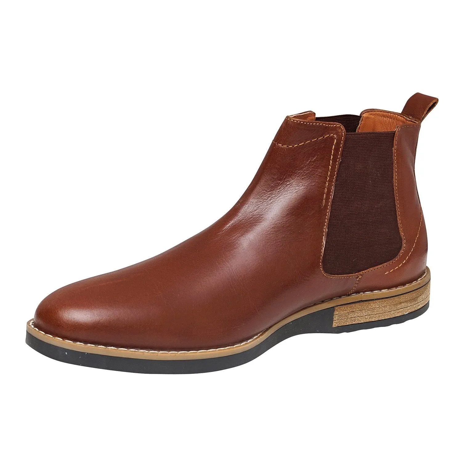 Leather High Ankle Slip On Chelsea Boots