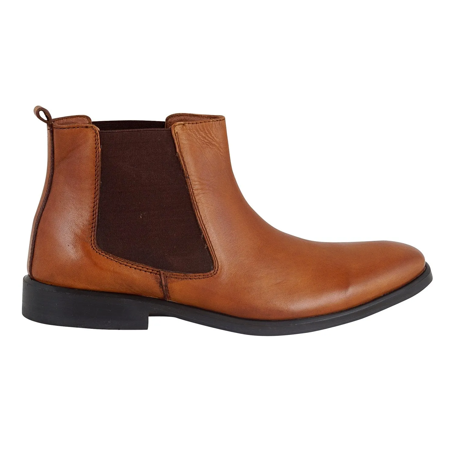 Leather High Ankle Slip On Chelsea Boots