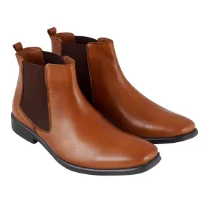 Leather High Ankle Slip On Chelsea Boots