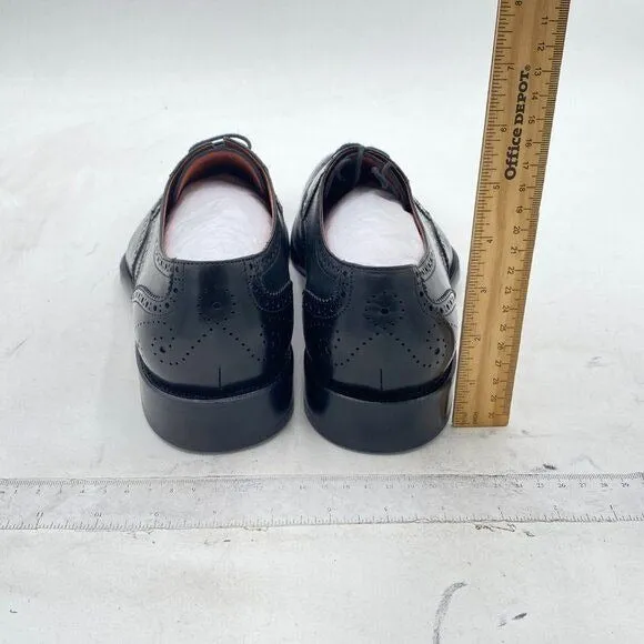 LEIZILEIMen's Round Toe Shoes Brogue Genuine Leather Lace-Up Oxford Derby  Black