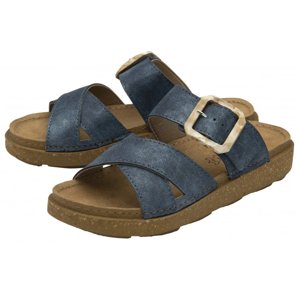 Lotus Comino Women's Crossover Strap Mule Sandal Blue