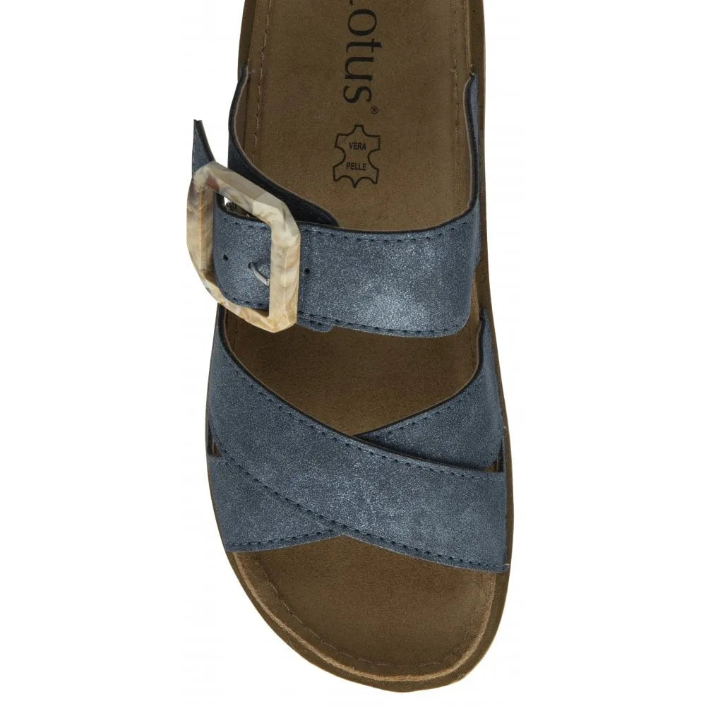 Lotus Comino Women's Crossover Strap Mule Sandal Blue