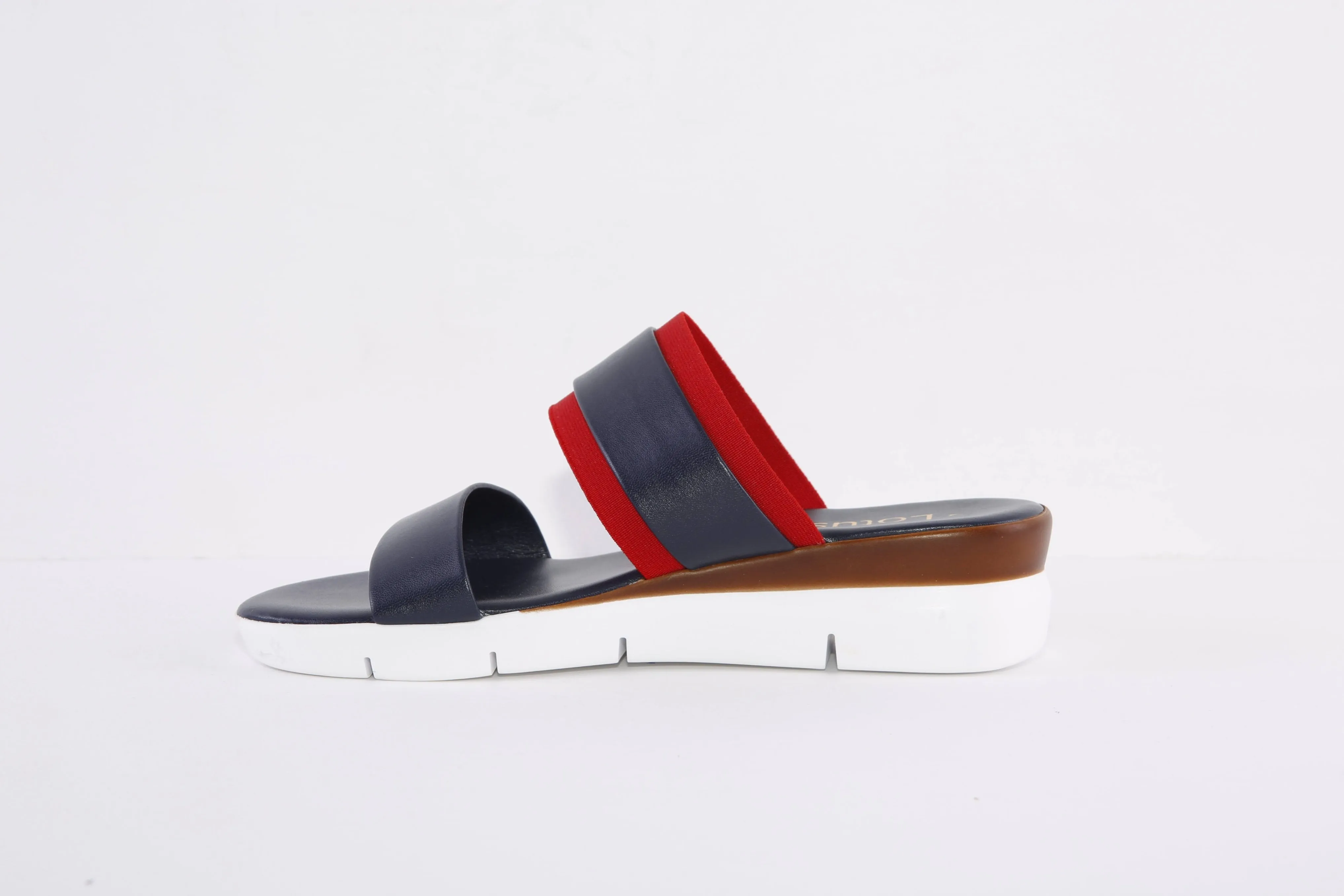 LOTUS - GIOVANNA FLAT BUCKLE FASHION  MULE - NAVY/RED
