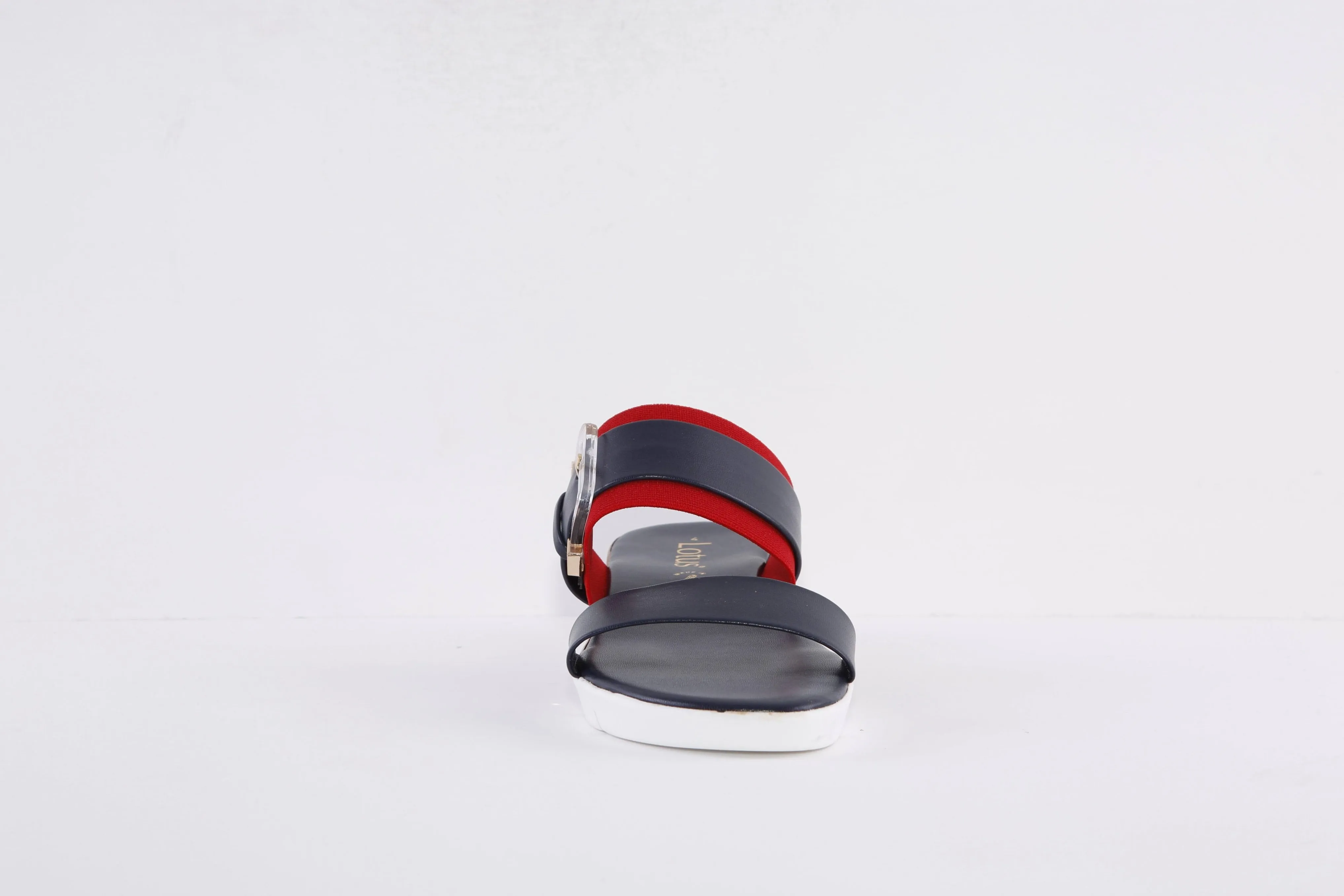 LOTUS - GIOVANNA FLAT BUCKLE FASHION  MULE - NAVY/RED