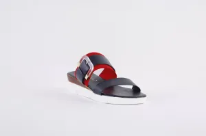 LOTUS - GIOVANNA FLAT BUCKLE FASHION  MULE - NAVY/RED