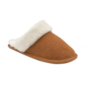 Lotus Ladies Eldora Chestnut Faux Fur Suede Slip On Mule Slippers
