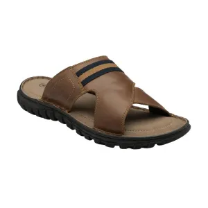 Lotus Mens Bastion Tan Leather Slip On Mule Sandals