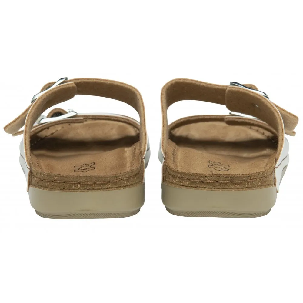 Lotus Sirmione Women's 2 Strap Slip On Mule Sandal White