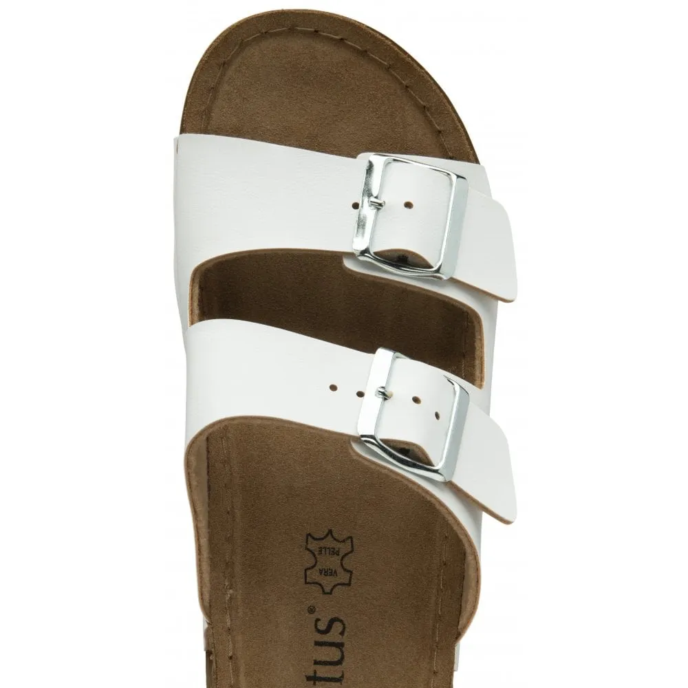 Lotus Sirmione Women's 2 Strap Slip On Mule Sandal White