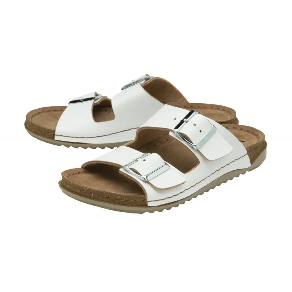Lotus Sirmione Women's 2 Strap Slip On Mule Sandal White