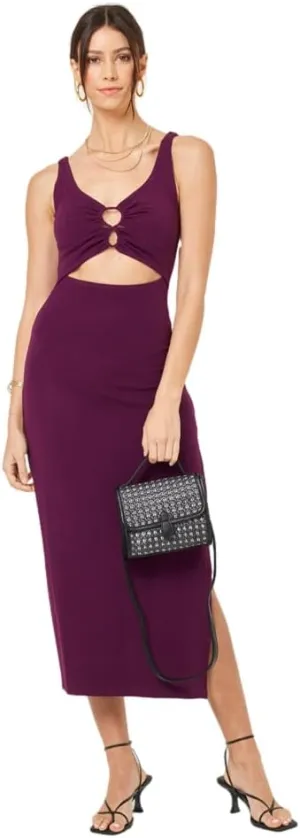 L*Space Camille Dress for Women, Fitted Ribbed Maxi, Ankle Length with Side Slit, Chic Dress for Vacation & Special Occasions