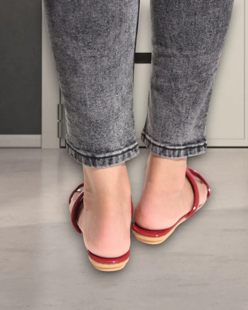 Maroon Slip On Sandal