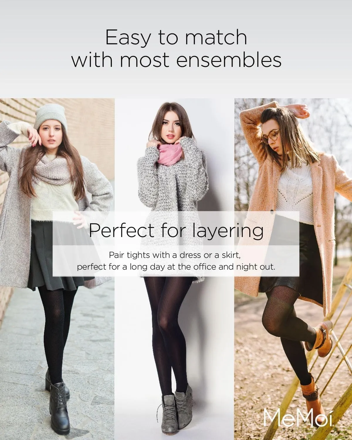 MeMoi Control Top Footless Tights, Smoothing Semi Opaque Tights for Women - Sizes Small to Queen 2