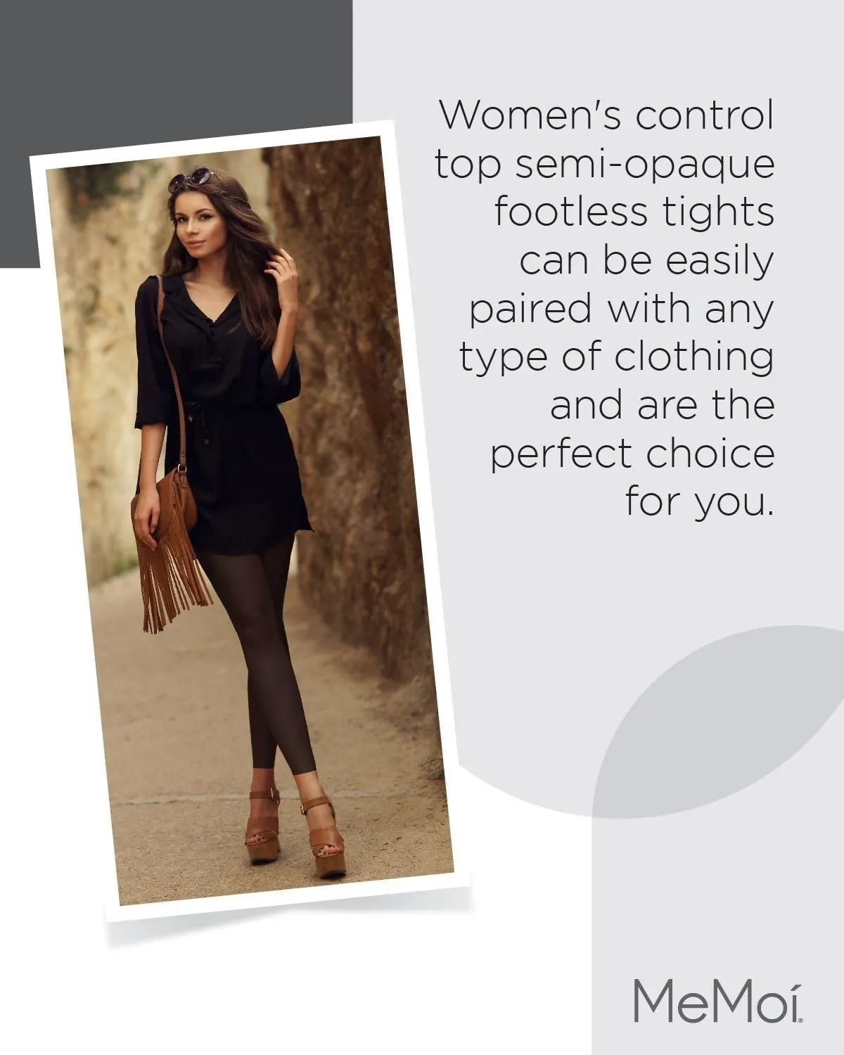 MeMoi Control Top Footless Tights, Smoothing Semi Opaque Tights for Women - Sizes Small to Queen 2