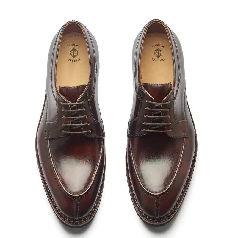 Men Lace-Up Leather Derby Shoes