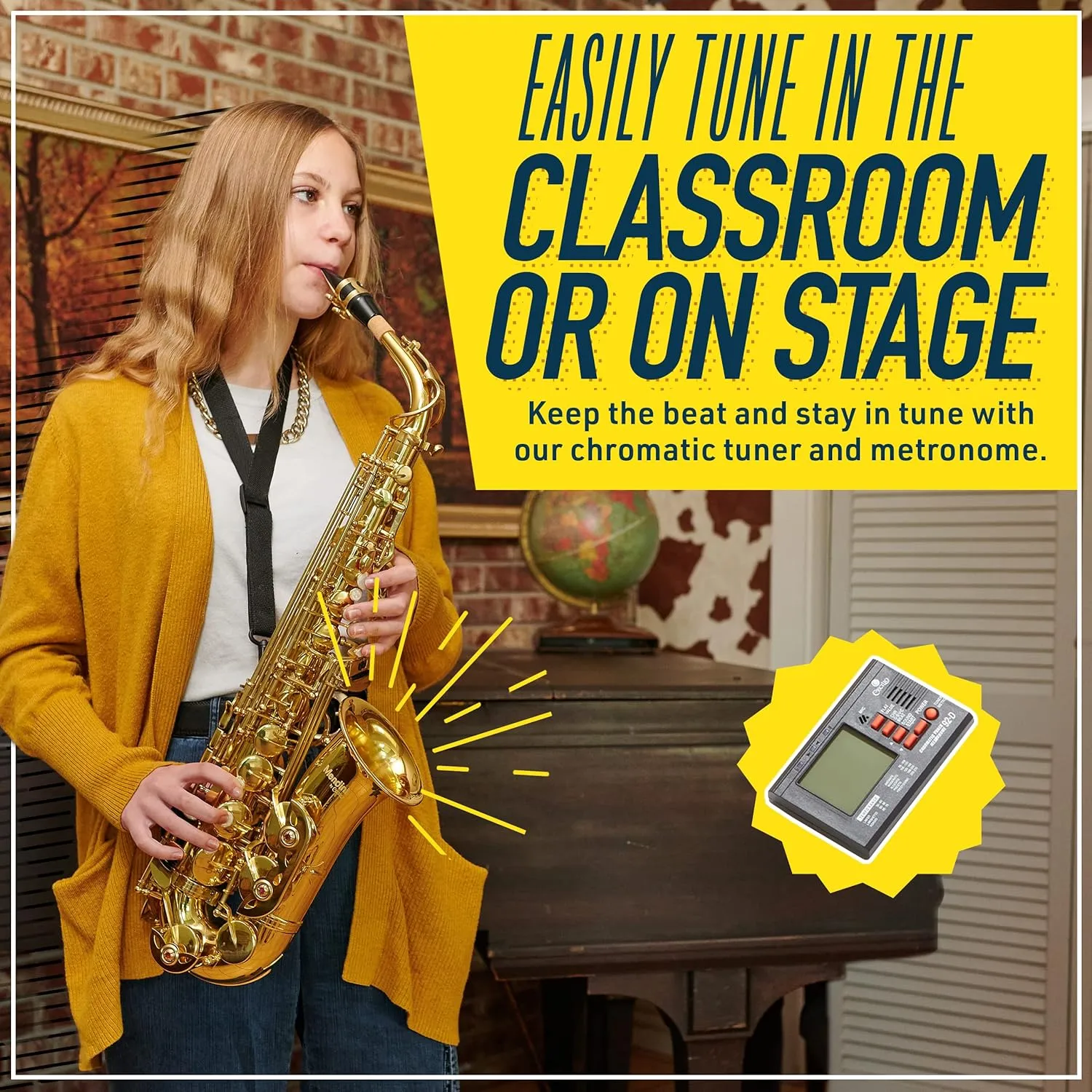 Mendini By Cecilio Alto Saxophone for Beginners, E Flat Tenor Saxophone for Students Musicians with Tuner, Mouthpiece, Case, 10 Reeds, Grease, Cleaning Cloth & Rod, Gloves, Strap, Book (BlackGold)