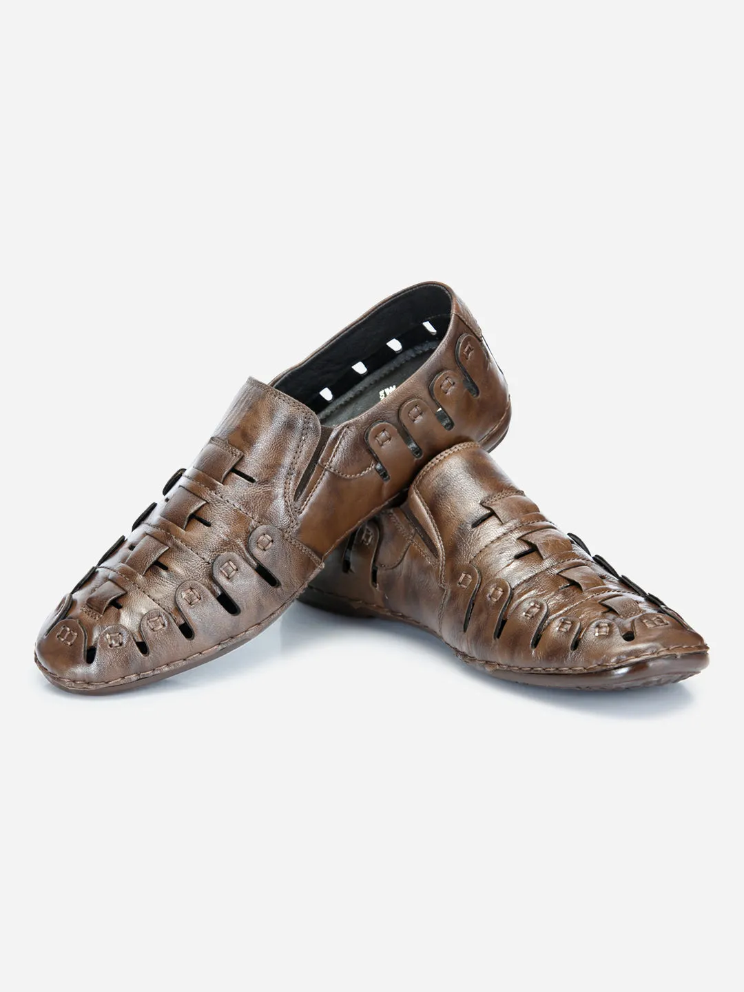 Men's Brown Ethnic Slip-On Sandal (ID4126)
