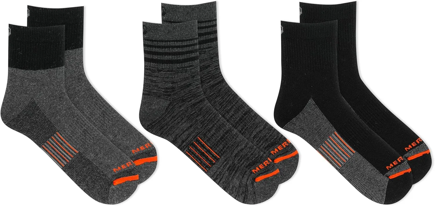 Merrell Men's and Women's Merino Wool Work Socks-3 Pair Pack-Arch Support