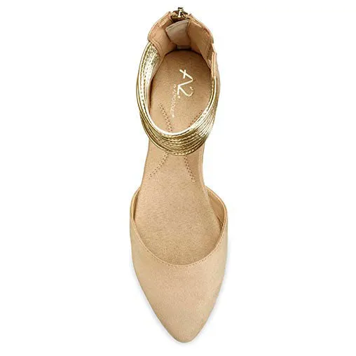 Metallic Ankle Aerosoles Flats Girl Door Ballerina Same-day shipping Straps Next Dipped Best-selling variety Bone