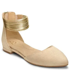 Metallic Ankle Aerosoles Flats Girl Door Ballerina Same-day shipping Straps Next Dipped Best-selling variety Bone