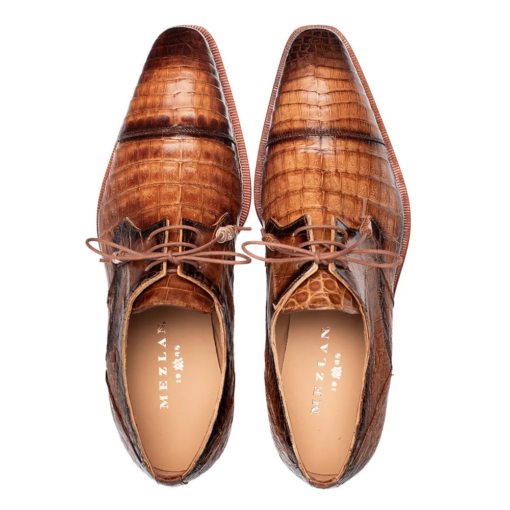 Mezlan Giovane 50032-F Men's Shoes Camel Exotic Crocodile Derby (MZ3715)