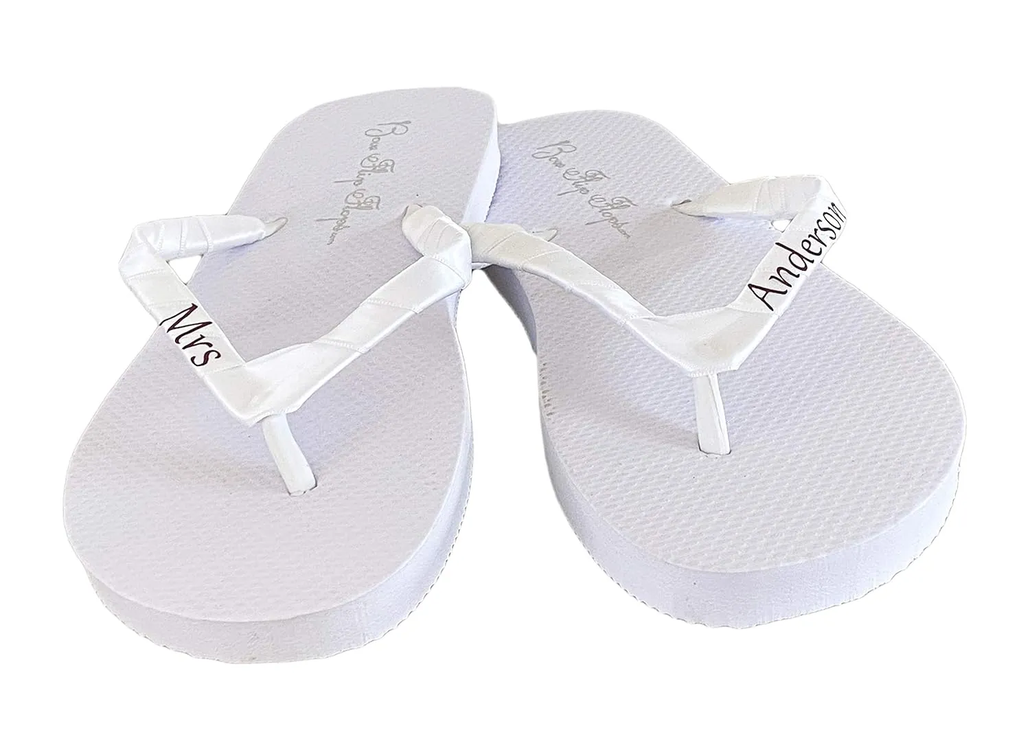 Mrs Last Name Bridal Strap Flip Flops, Flats or Wedges, Burgundy