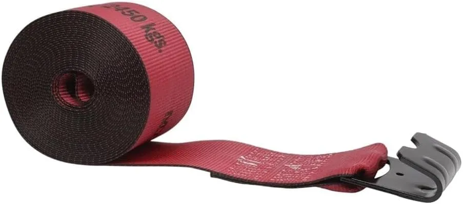 Mytee Products Kinedyne Winch Straps 4" x 30" Red Heavy Duty Tie Down with Flat Hooks WLL# 5400 lbs | 4 Inch Cargo Control for Flatbed Truck Utility Trailer (20 Pack)