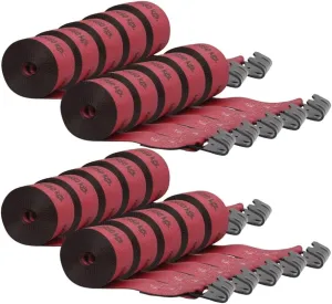 Mytee Products Kinedyne Winch Straps 4" x 30" Red Heavy Duty Tie Down with Flat Hooks WLL# 5400 lbs | 4 Inch Cargo Control for Flatbed Truck Utility Trailer (20 Pack)
