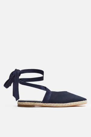 Open Flat Espadrille Sandal - Navy