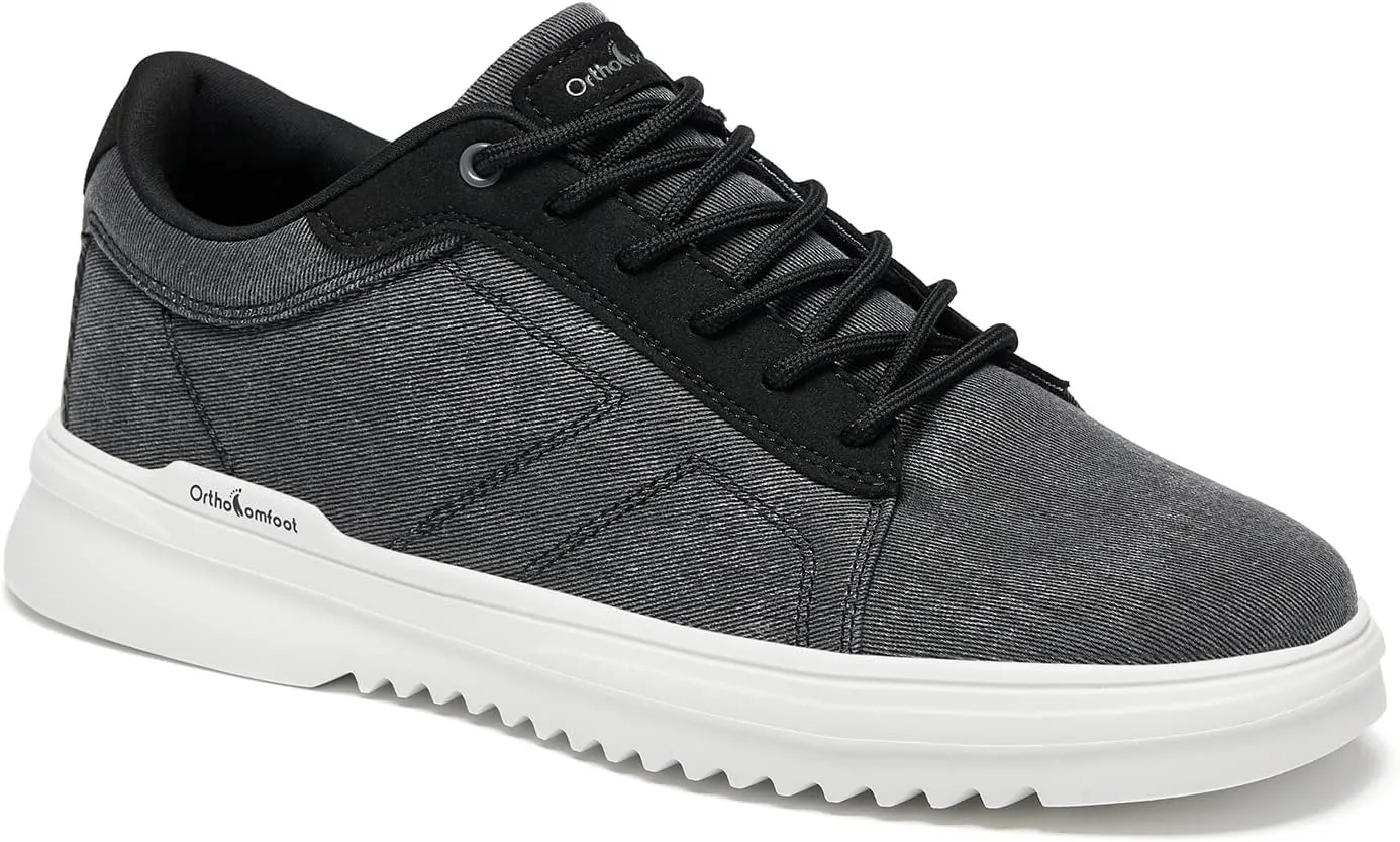 OrthoComfoot Men's Orthopedic Fashion Sneakers for Plantar Fasciitis: Comfortable Arch Support Walking Shoes for Flat Feet, Casual Orthotic Shoes for Foot and Heel Pain Relief