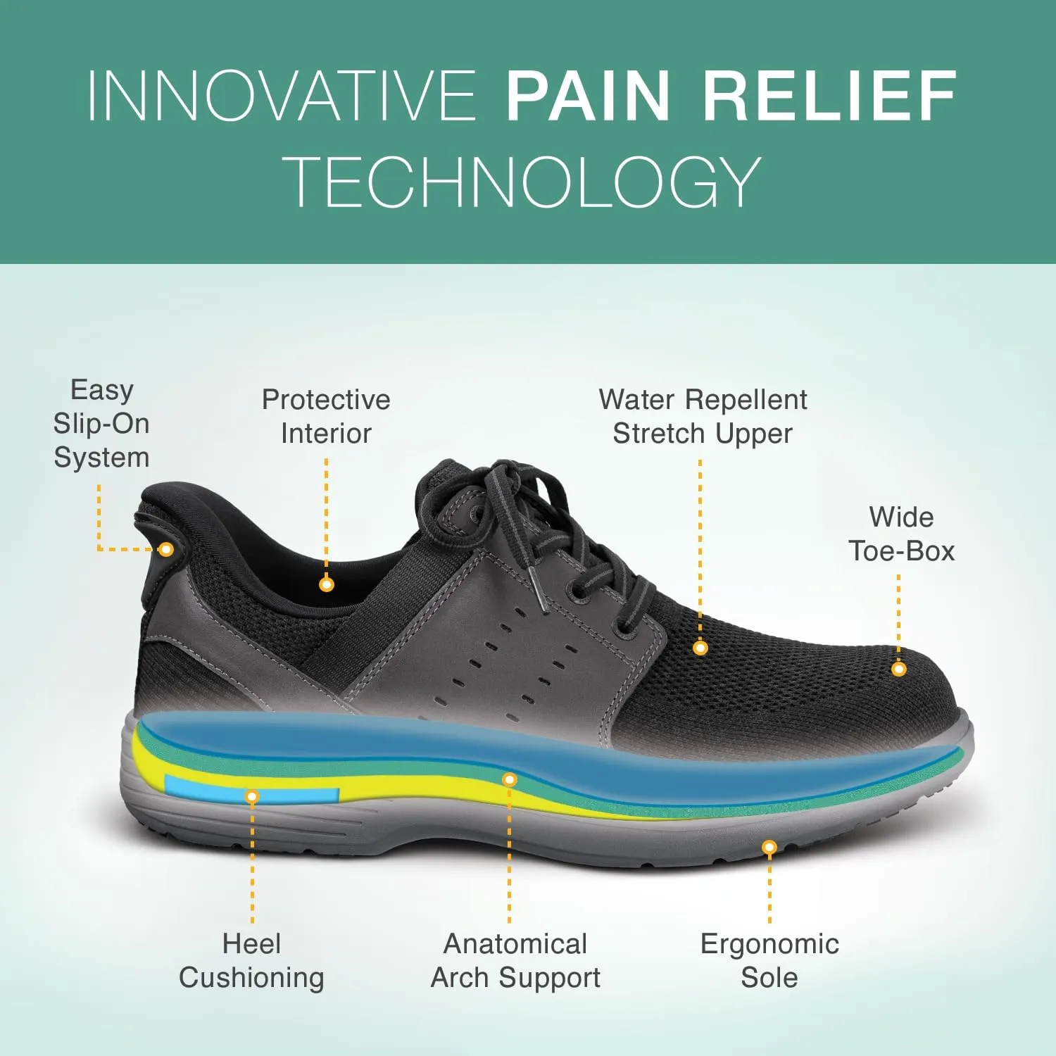 Orthofeet Men's Orthopedic Siron Hands-Free Casual Shoe