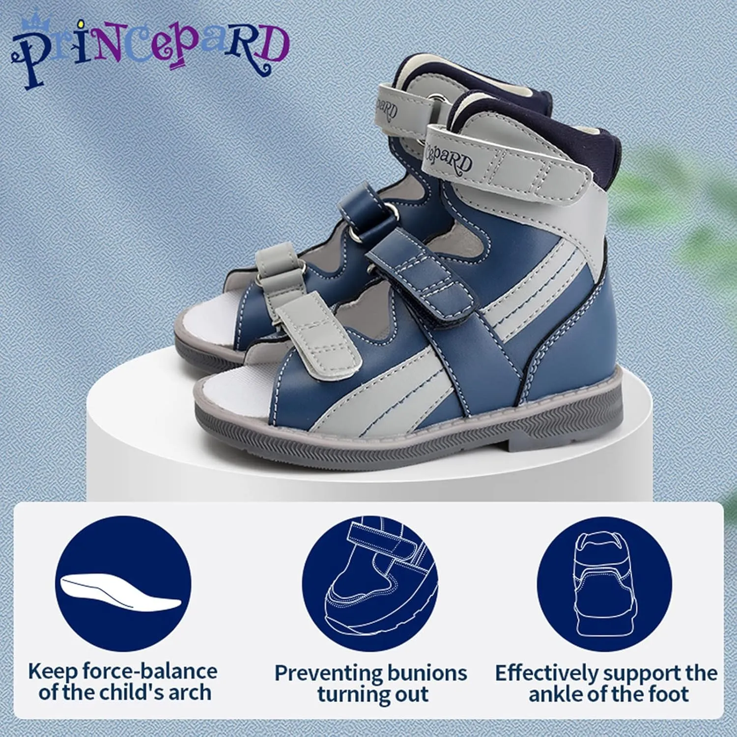 Orthopedic Sandals for Toddlers with High Back,Boys Corrective Shoes Ankle Brace and Arch Support