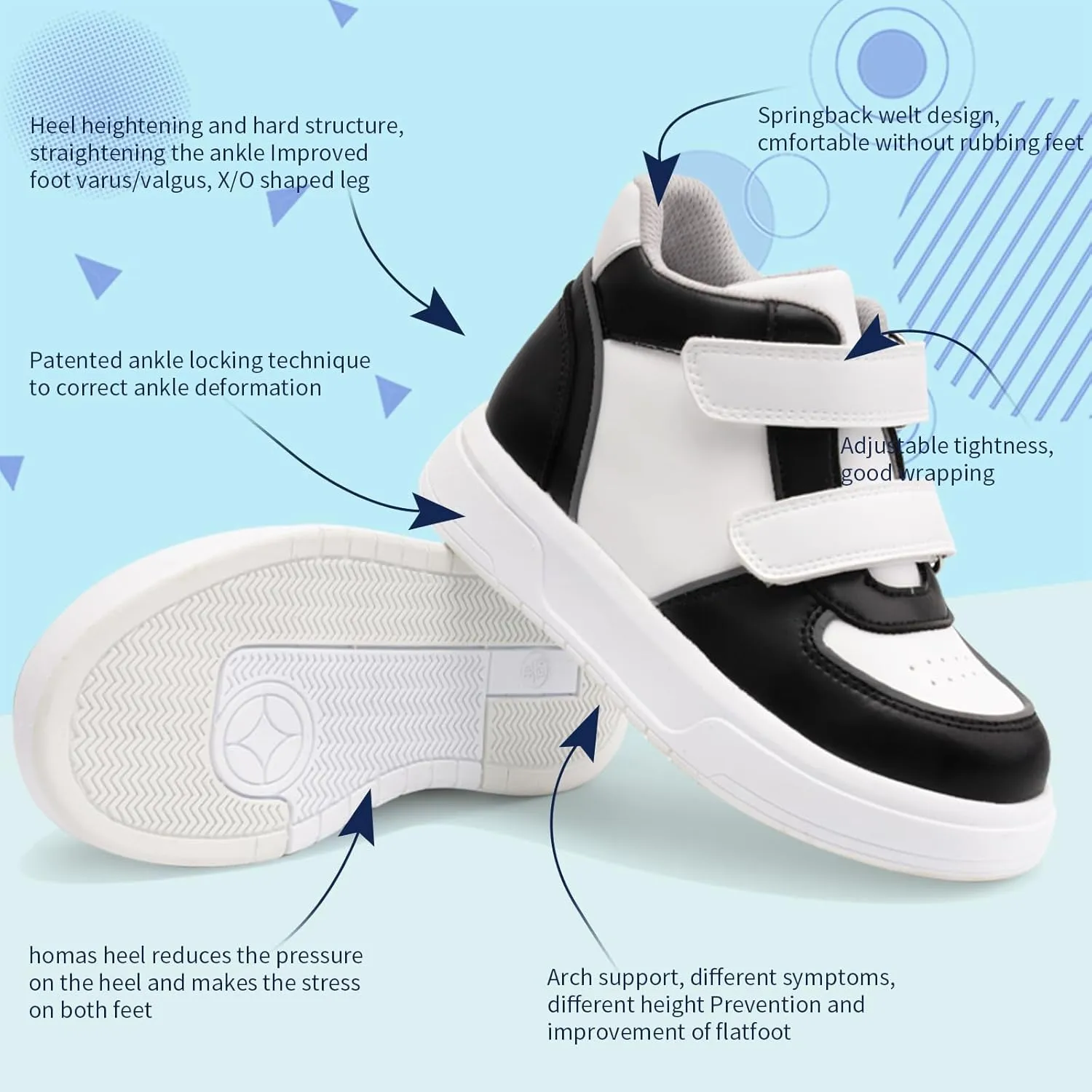 Orthopedic Shoes for Kids and Toddlers,Fashion Thick Sole Sneakers with Ankle and Arch Support