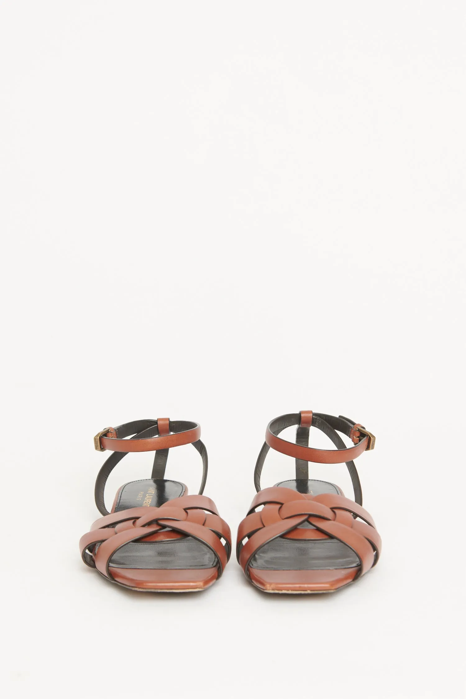 Papaya Brown Leather Preowned Tribute Flat Sandals