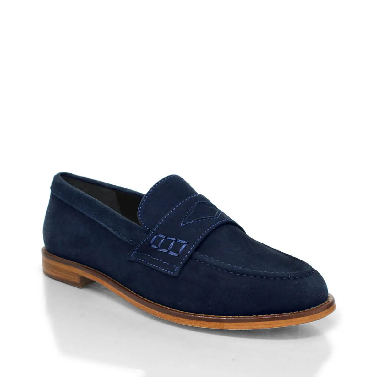 PENNY - Ante Azul Regina Romero Zapato Mocasin de Piso Para Dama en Piel