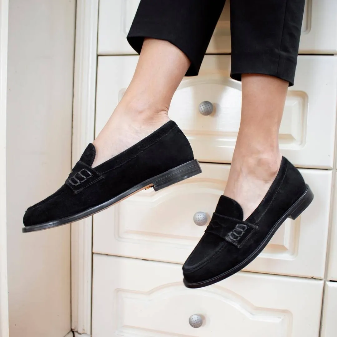 PENNY - Ante Negro Regina Romero Zapato Mocasin de Piso Para Dama en Piel