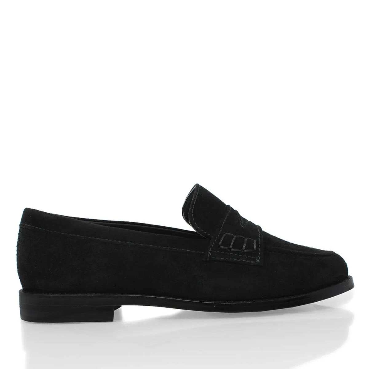 PENNY - Ante Negro Regina Romero Zapato Mocasin de Piso Para Dama en Piel