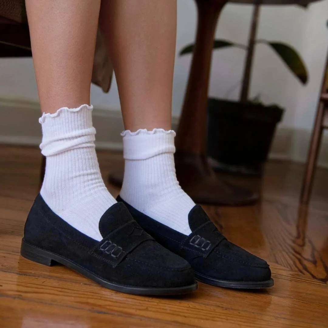 PENNY - Ante Negro Regina Romero Zapato Mocasin de Piso Para Dama en Piel