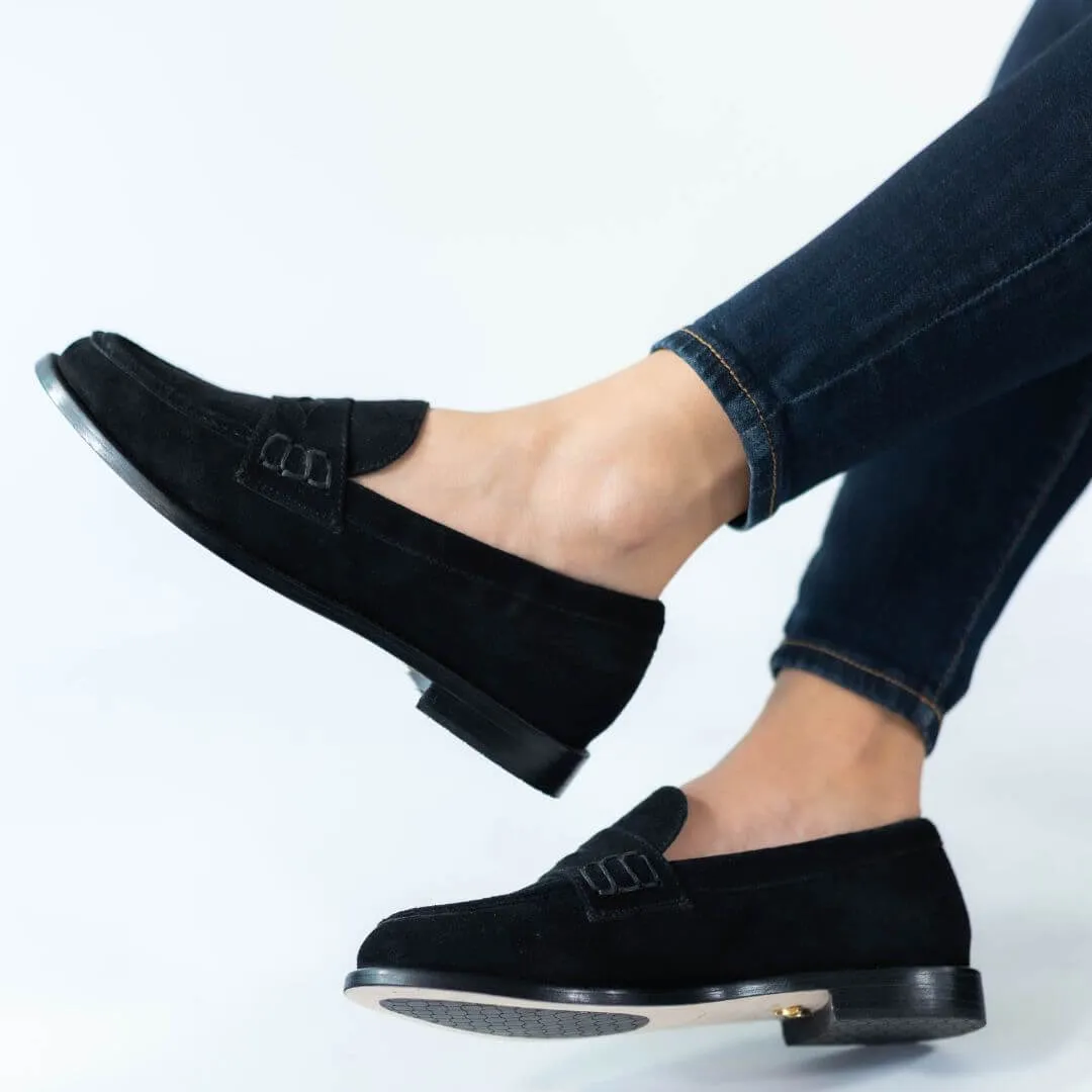 PENNY - Ante Negro Regina Romero Zapato Mocasin de Piso Para Dama en Piel