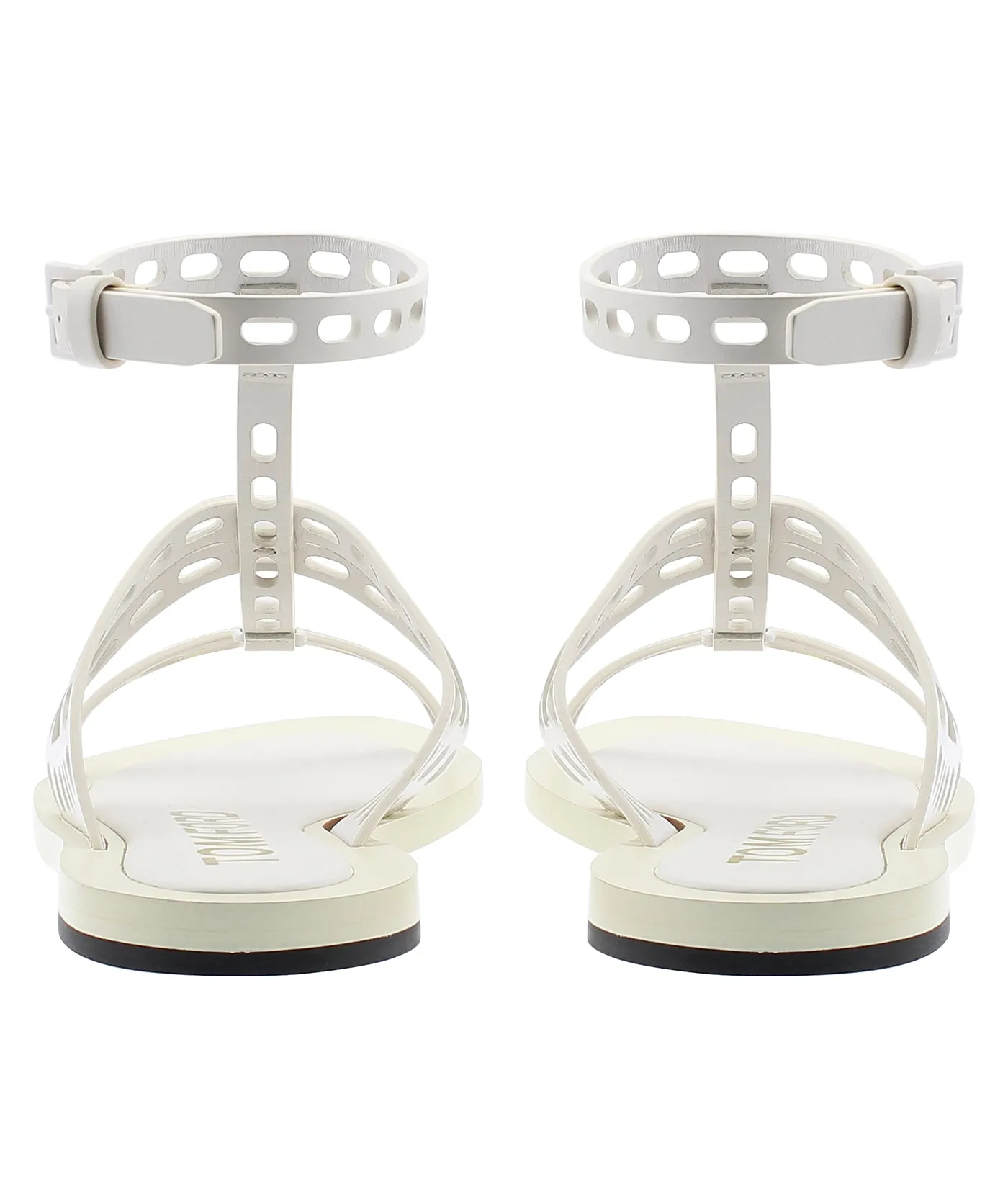 Perforated Flat Leather Sandals