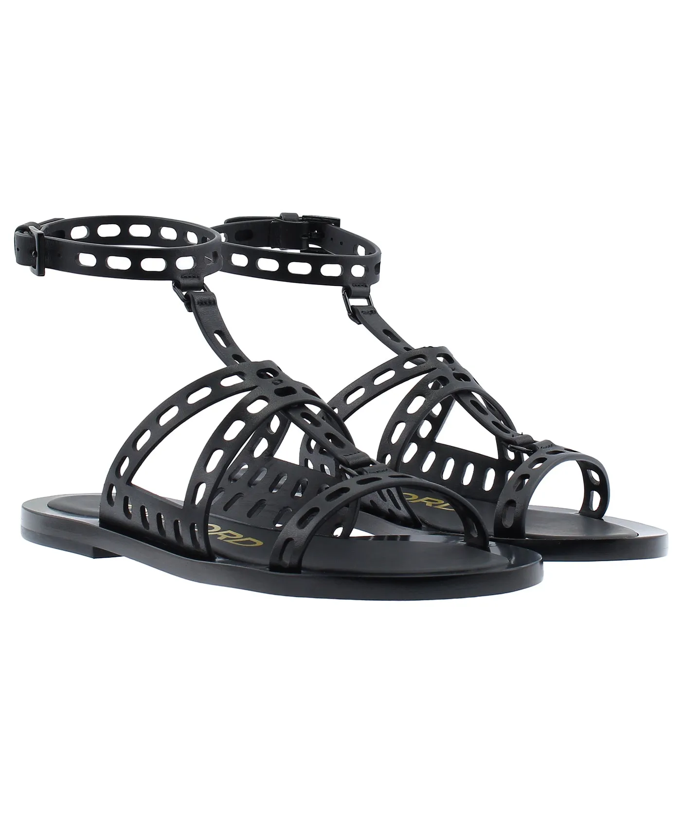 Perforated Flat Leather Sandals