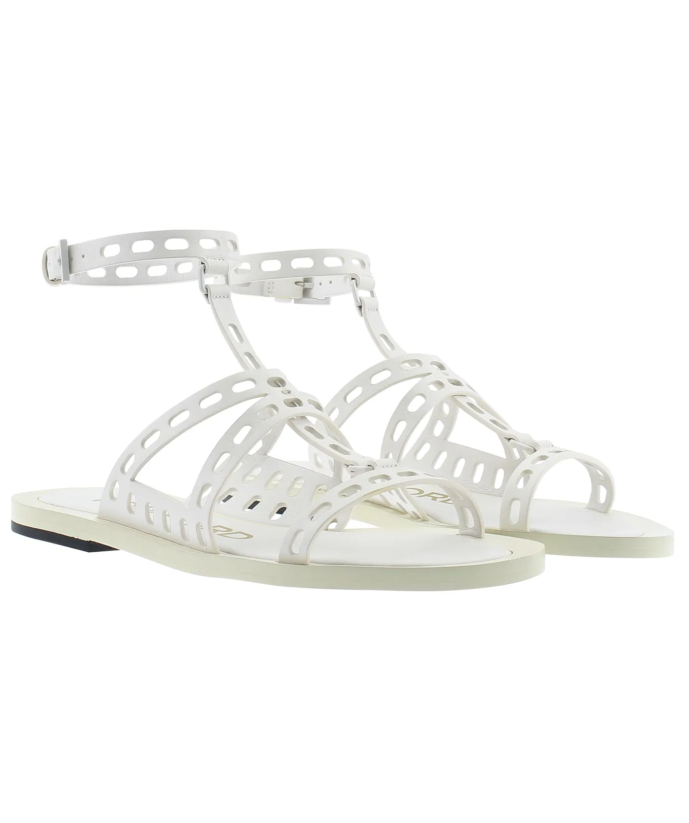 Perforated Flat Leather Sandals