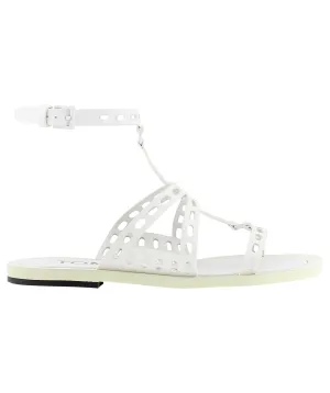 Perforated Flat Leather Sandals
