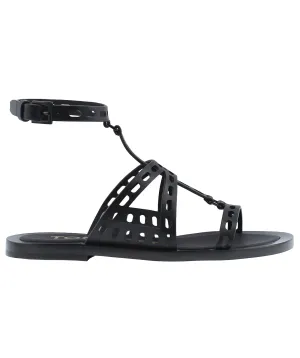 Perforated Flat Leather Sandals