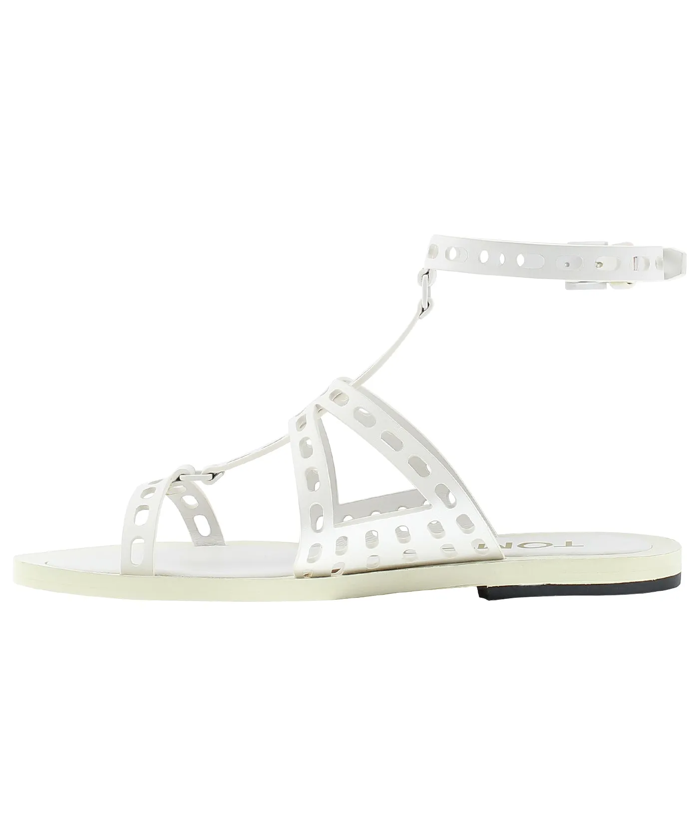Perforated Flat Leather Sandals